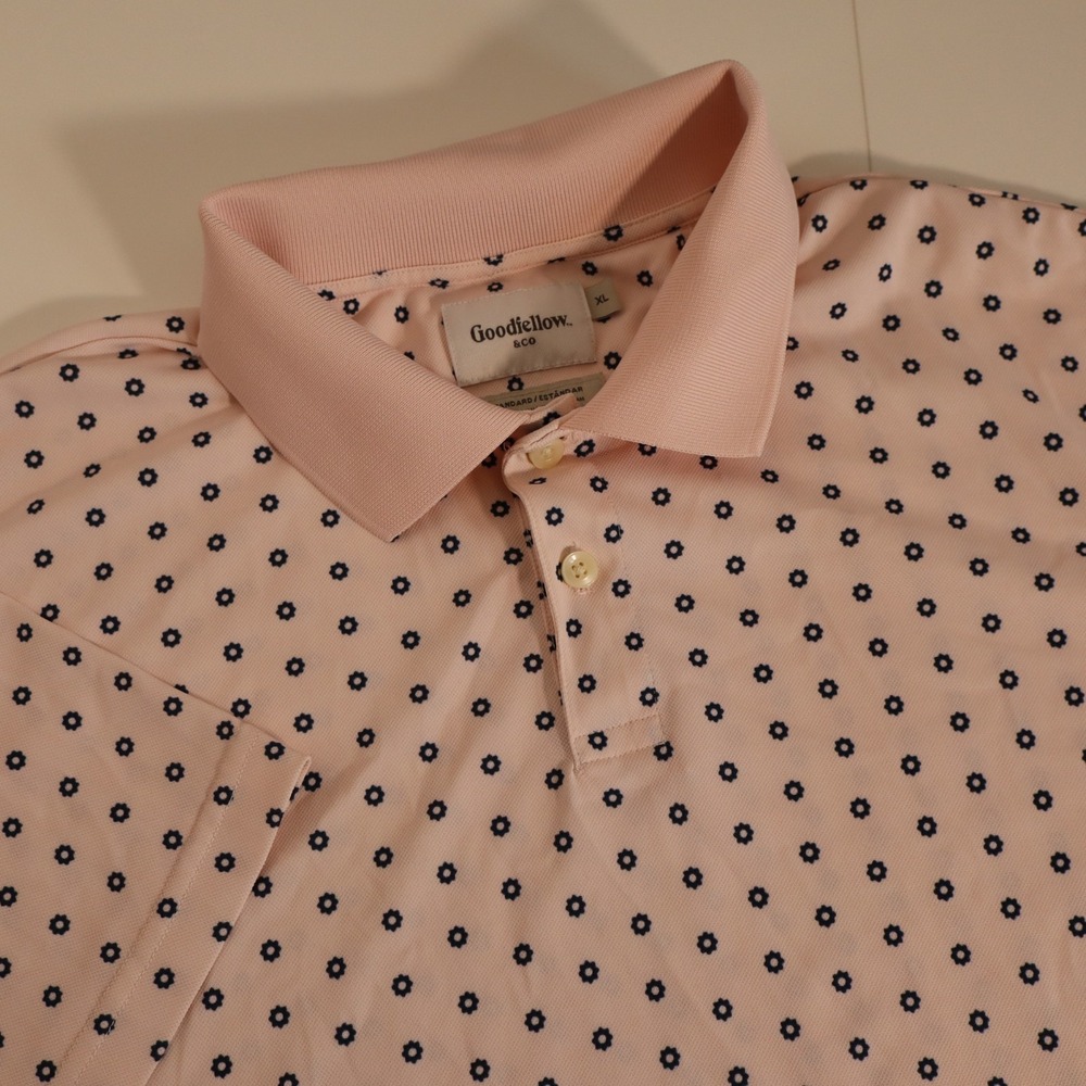 Goodfellow & Co Standard Fit Moisture Wicking Polo Shirt Mens Dusk Pink NWT XL